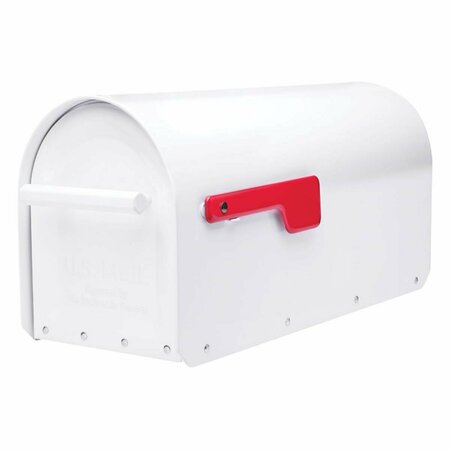 ARCHITECTURAL MAILBOXES Sequoia Galvanized Steel Post Mounted White Mailbox, 9.72 x 8.03 x 20.79 in. AR6549